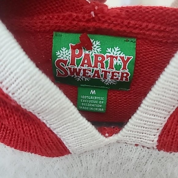 Party Sweater Santa Suit Acrylic Hoodie Size M Fuzzy Beard NEW NWT - Picture 8 of 9